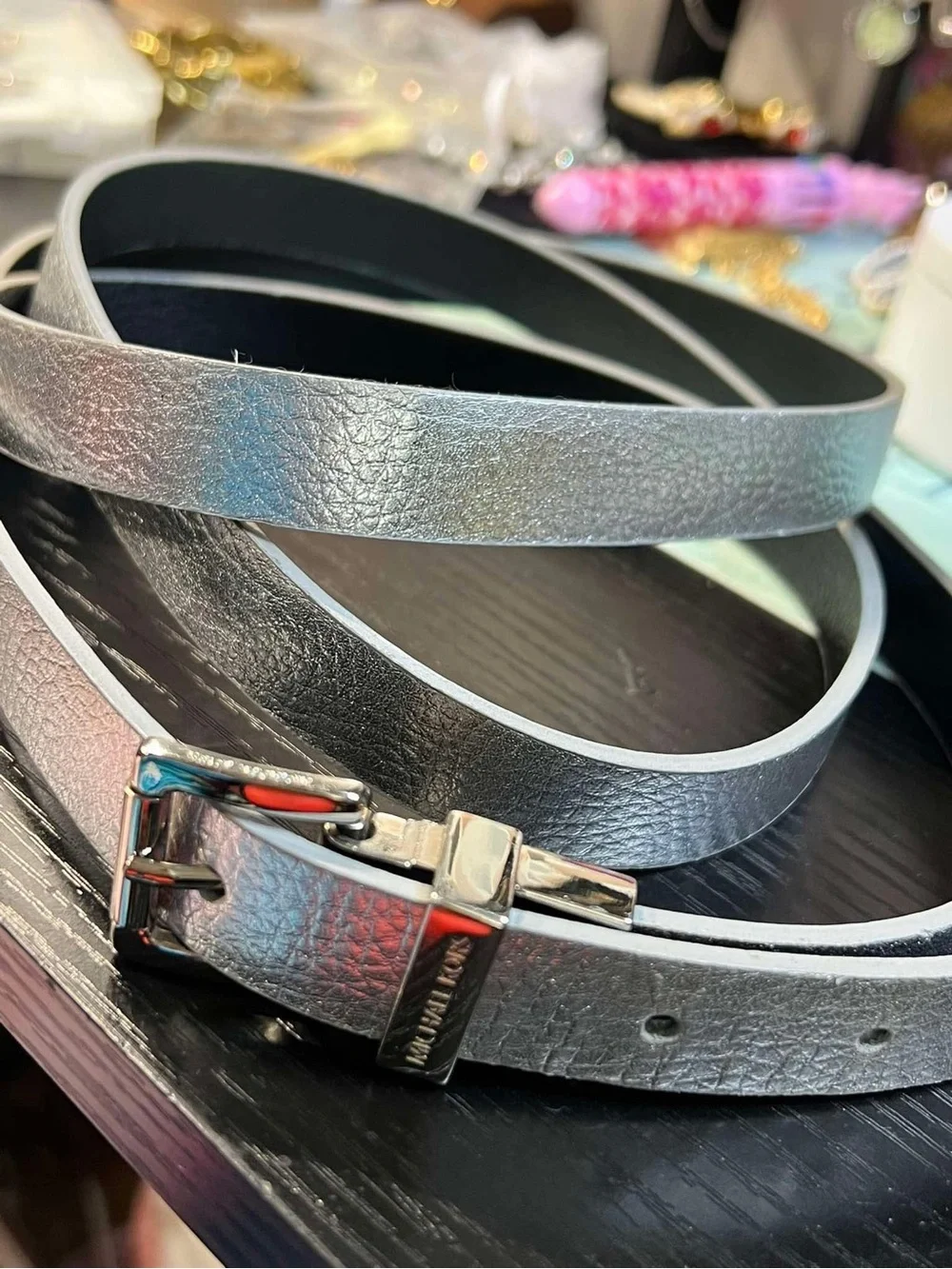 Michael kors wrap metallic belt